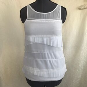 *4/$20* Express Layered Ruffle/Sheer White Top